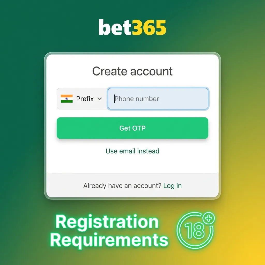 Illustration of a user checking age, ID, address, and one-account rules before registering on an Indian betting platform