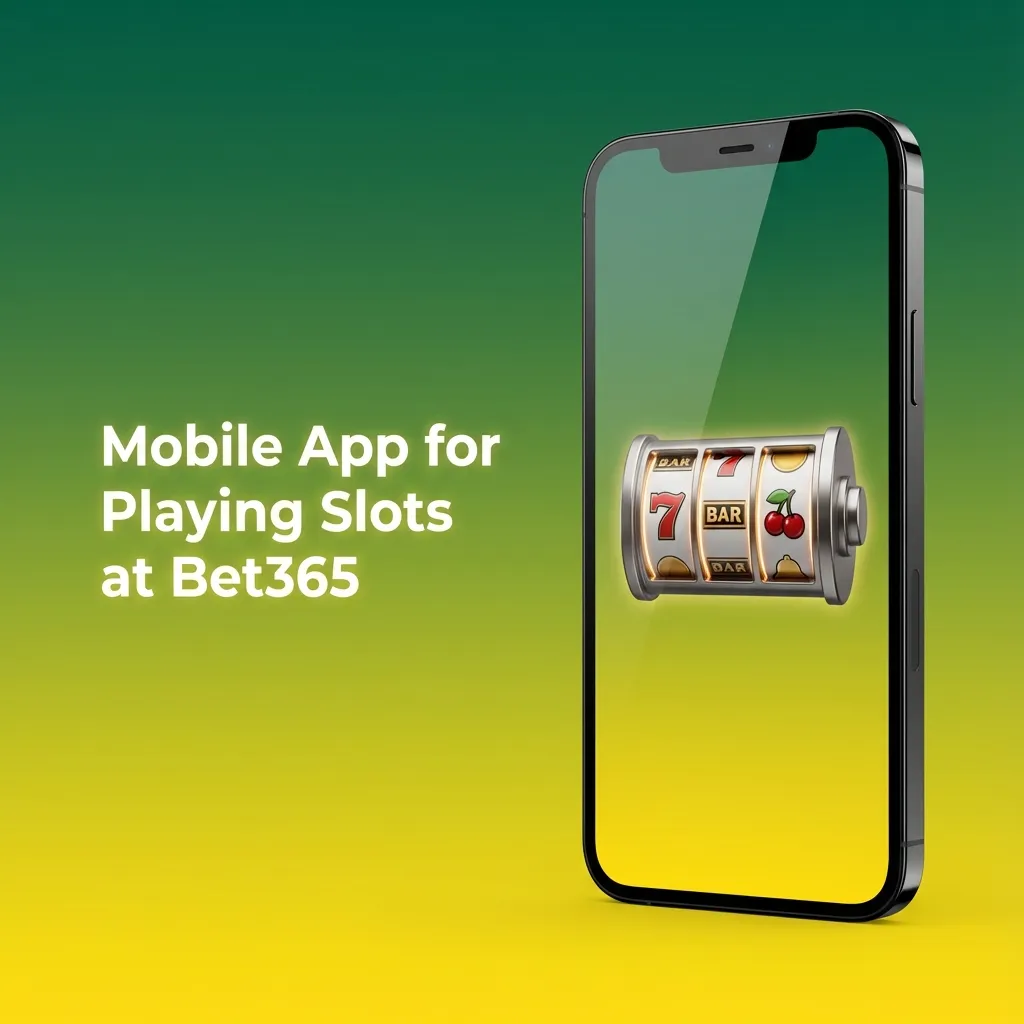 Phone screen showing Bet365 mobile slots app with game icons, spin button, and account controls visible