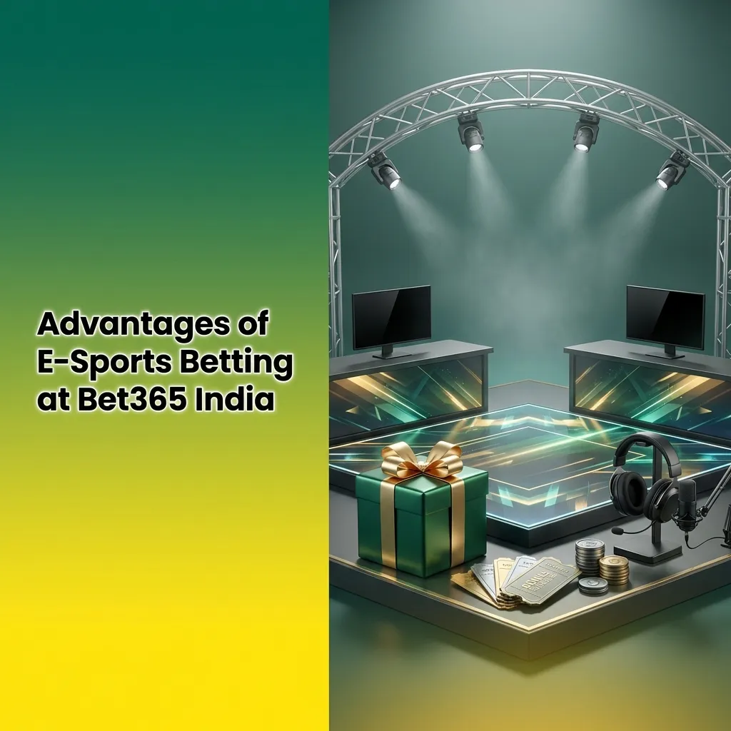 Graphic listing Bet365 India esports perks: strong odds, INR payments, mobile app, 24/7 support, promos and cash-out features