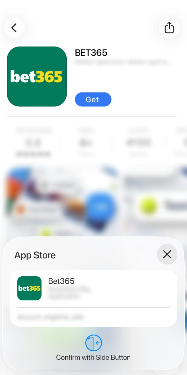iOS system prompt for Face ID Touch ID or Apple ID password to authorize the bet365 app install.