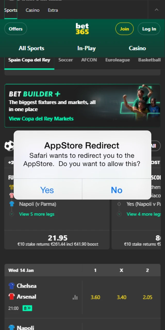 Link to the Apple App Store for the bet365 India mobile application on an iPhone.