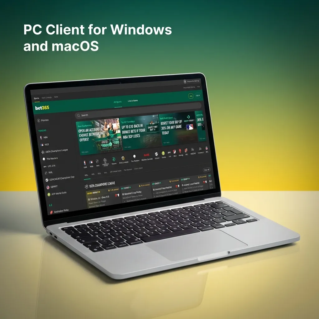 Bet365 India desktop site on Windows and macOS shown in modern browsers, no separate PC client required