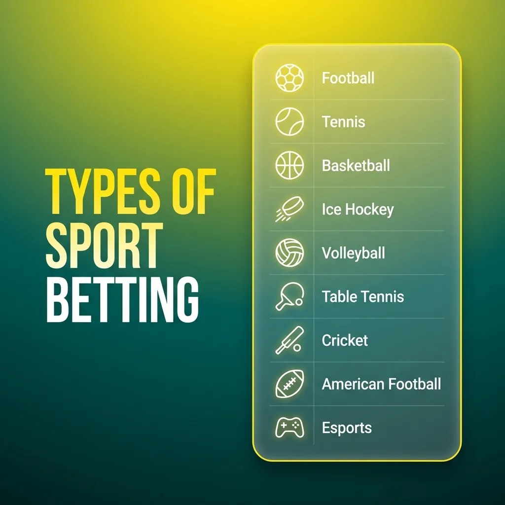 Graphic titled “Types of Sport Betting” showing cricket, football, tennis, kabaddi and more sports offered on Bet365 India